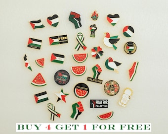 Palestine Flag Enamel Pin: Free Gaza, Watermelon Symbol, Peace Protest