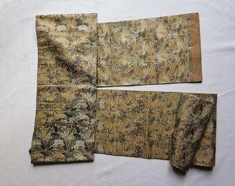 Antique Japanese Silk Brocade Maru Lotus Obi