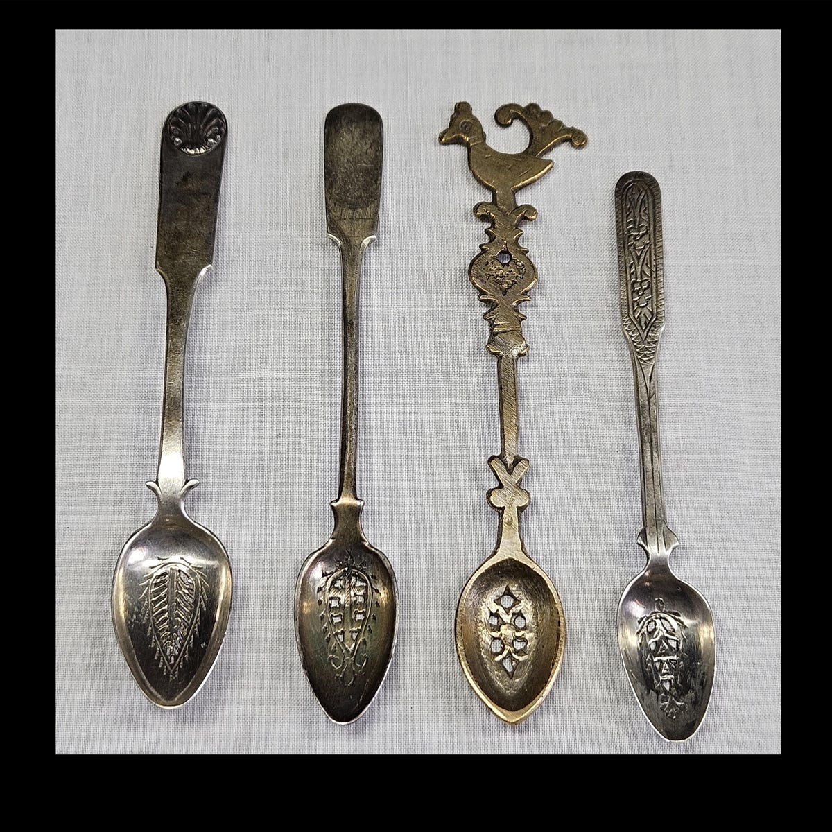 Vintage Demitasse Spoons – Silver & Brass Tea Strainers, Middle Eastern Design