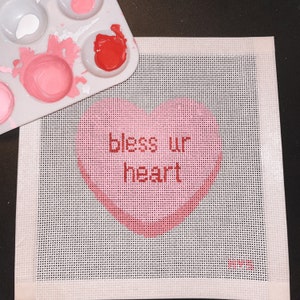 bless ur lil heart | Stitch Painted Valentine’s Day Needlepoint Canvas
