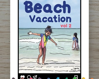 Downloadable 23 Pages Coloring Children's Book - Beach Vacation Vol 2