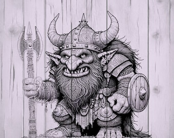 Troll warrior design  - great for laser engraving and print designs • Perfect for beginners • File svg, png, dxf and lbrn2