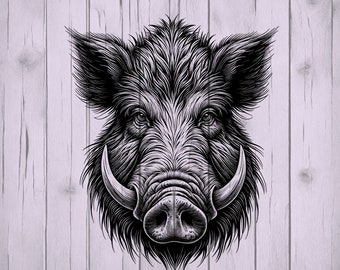 Wild Boar head - great for laser engraving and print designs • Perfect for beginners • File svg, png, dxf and lbrn2