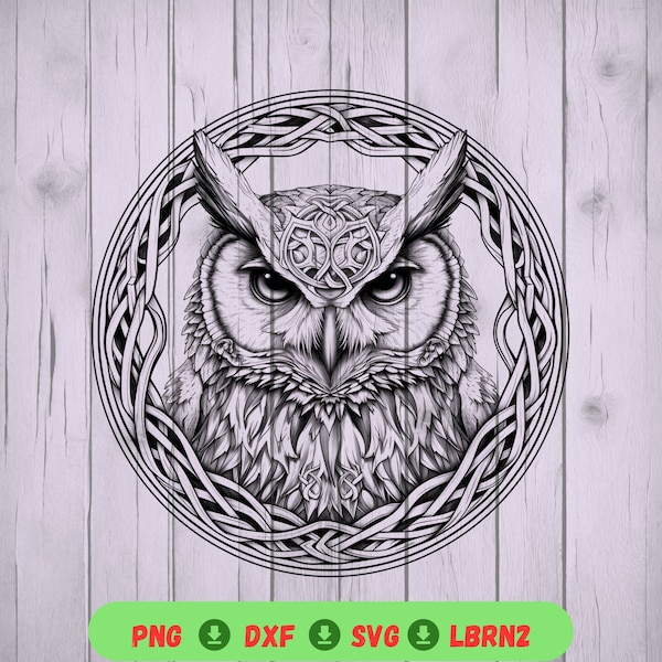 Owl in Celtic Frame SVG: Perfect for Laser Engraving, Mug & Cup Decor, T-Shirt and Bag Designs • Ideal for Beginners