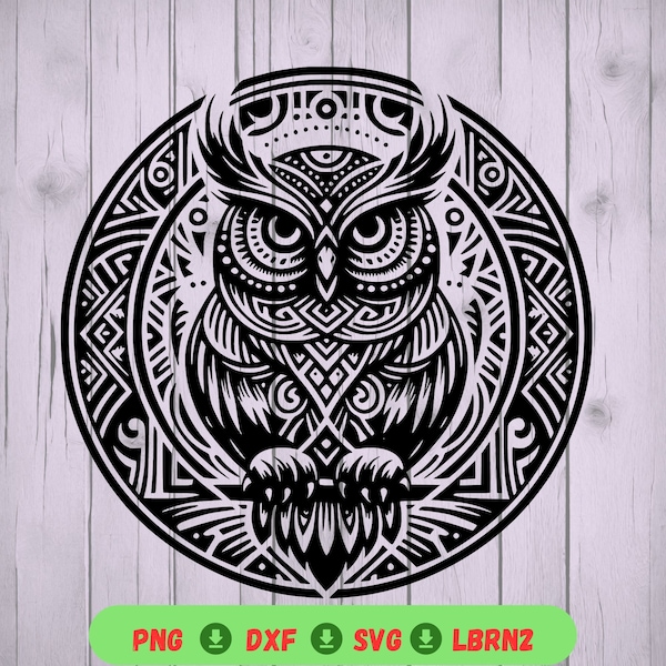 Owl Totem Animal SVG and PNG: Perfect for T-Shirt, Mug Design and Laser Engraving - Beginner-Friendly Native American Tribal Motif