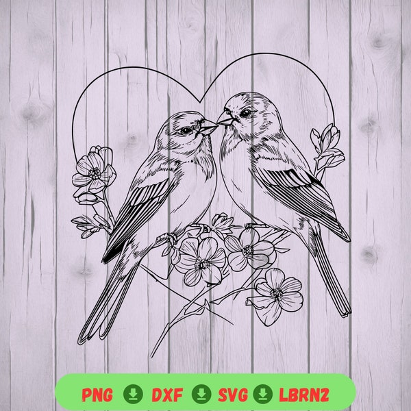 Charming Love Birds Wedding Motif - Perfect SVG, PNG and DXF Files for Mugs, T-Shirts and Laser Engraving - Ideal for Beginners