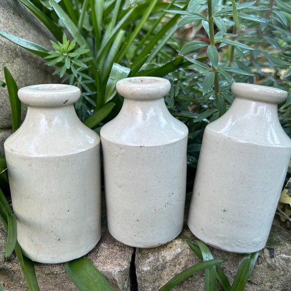3 Vintage Stoneware Pots - Kitchen / Wedding decoration