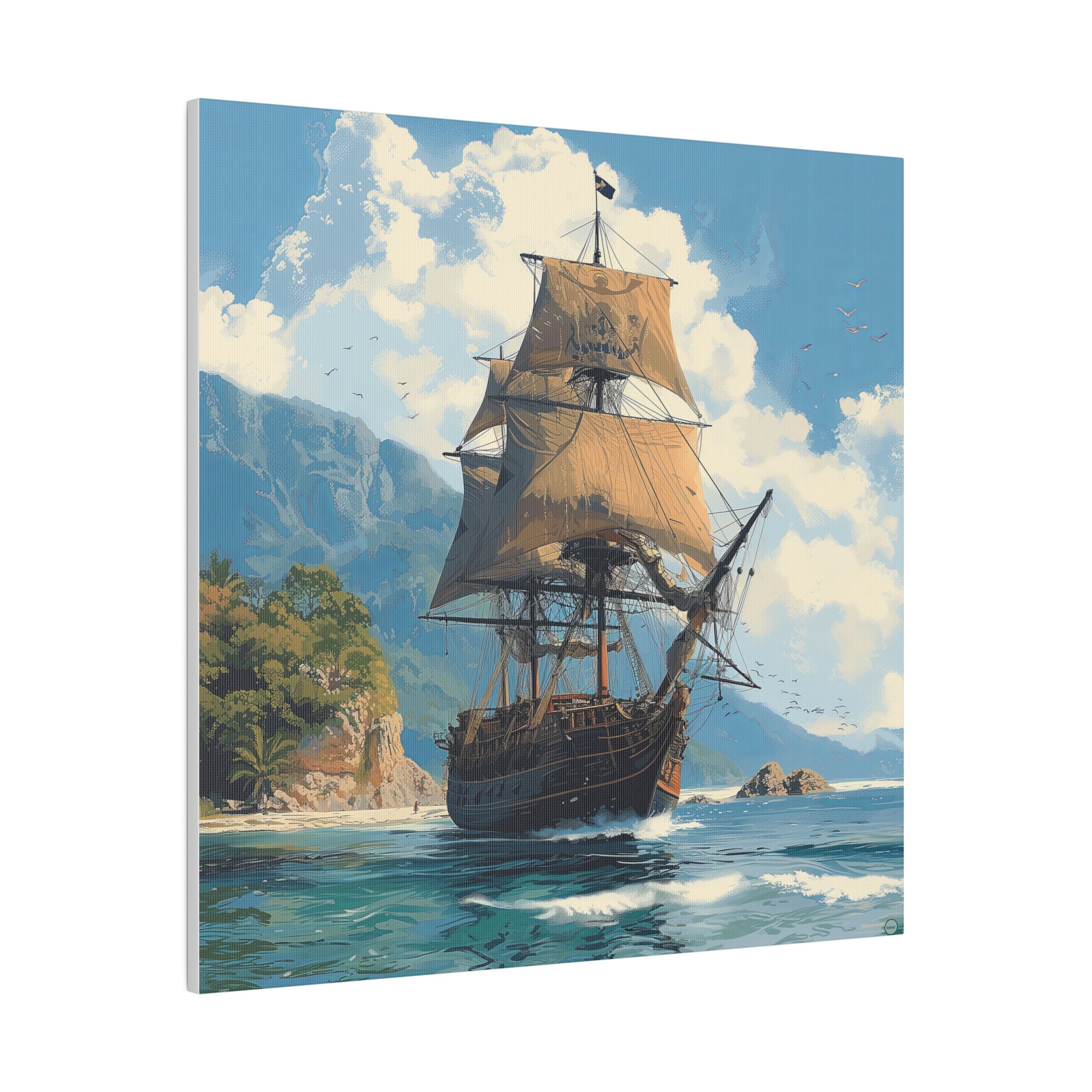 Port Royal Pirate Ship Docked in Jamaica Bay Matte Canvas Poster