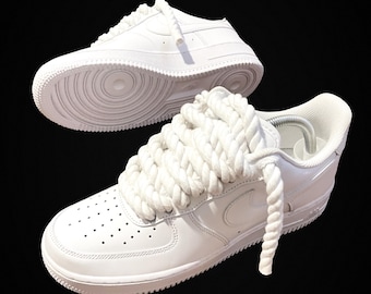 Rope Lace Air Force 1 Trainers - White/White