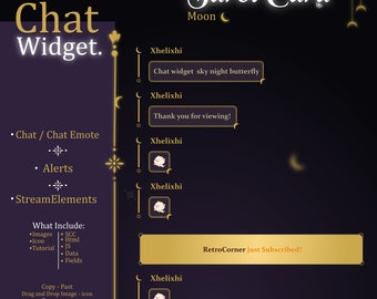 Tarot Card Chat Widget Twitch, Twitch chat animated widget, Chat widget twitch, streamelements chat, Celestial | StreamLab | Witch | OBS