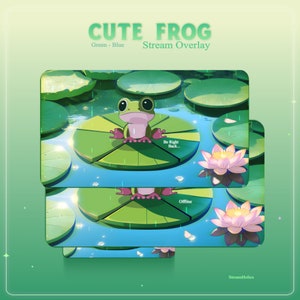 ANIMATED Stream overlay pack, Frosch-Overlay animiert, Twitch Stream Overlay, Süßer grüner Frosch-Overlay, Stream Overlay Pack animiert