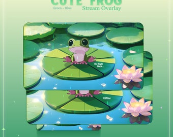 ANIMATED Stream overlay pack, Frog Overlay Animated, Twitch Stream Overlay, Cute green Frog Overlay, Stream Overlay Pack Animated
