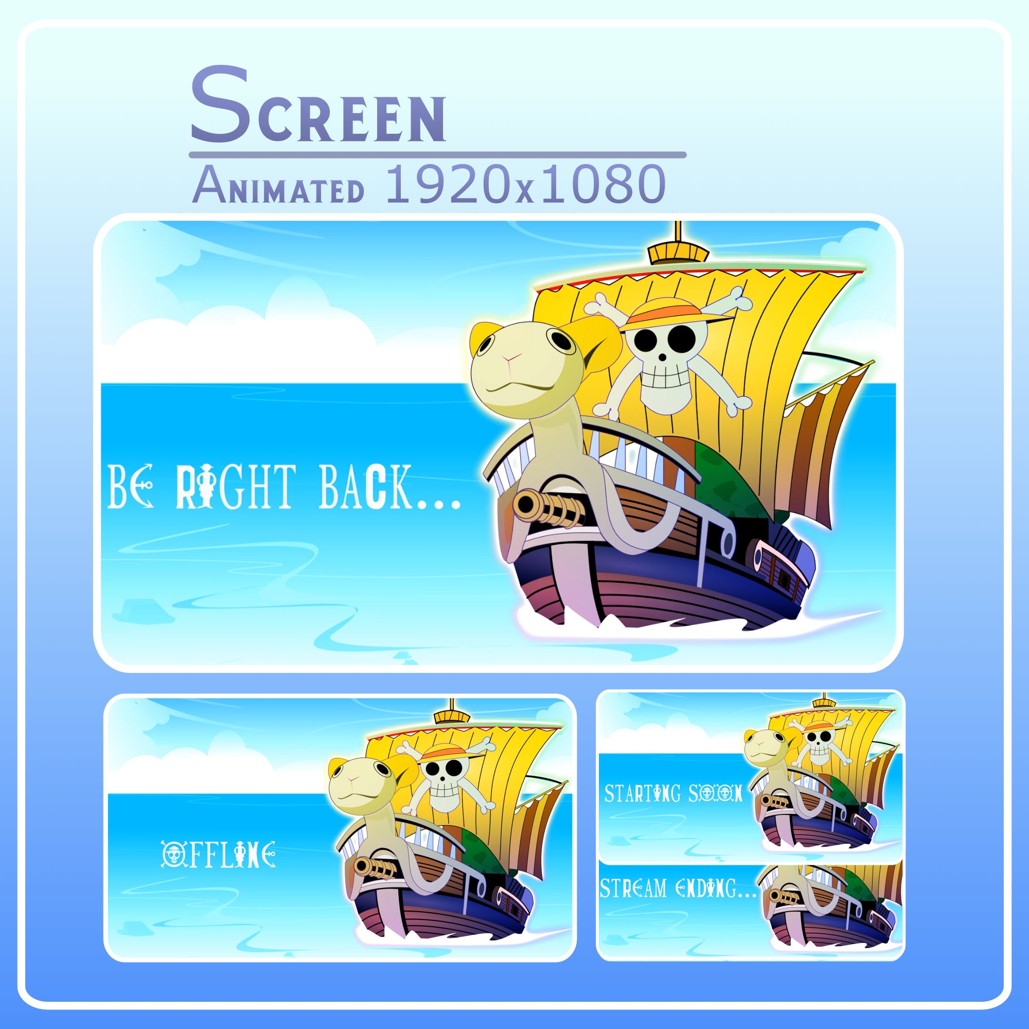 ONE PIECE Stream Overlay Pack, One Piece Overlay Animated, Anime Overlay Twitch, Twitch Overlay