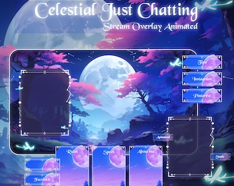 Sky Night Stream Overlay, Vtuber stream overlay, Vtuber background, Stream Overlay Vtuber, OBS | StreamElements | Twitch | Vtuber | Overaly