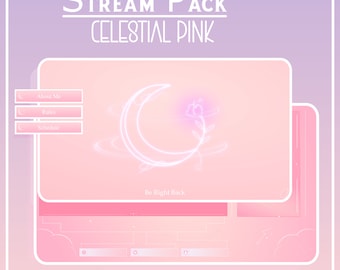 Pink CELEARIAL Animated Overlay, Celestial twitch overlay animated, Pink overlay cute, Moon stream overlay, Pink Moon overlay for twitch
