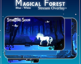 MAGICAL FOREST Stream Overlay Animated Pack, Magical Overlay Animated, Forest Stream Overlay, Horse Stream Overlay Animated, Blue Overlay