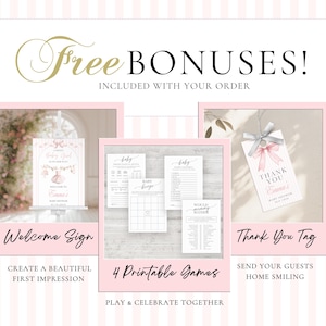 Pink Bow Baby Shower Invitation, Coquette Baby Girl Website Invitation with RSVP, Digital Baby Girl Invite Canva Template image 6