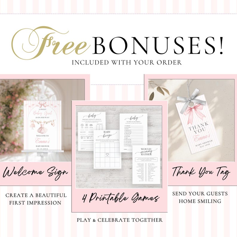 Pink Bow Baby Shower Invitation, Coquette Baby Girl Website Invitation with RSVP, Digital Baby Girl Invite Canva Template image 6