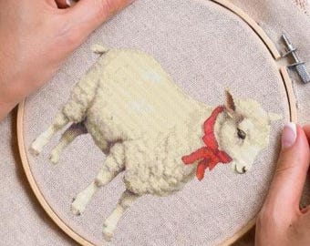 Easter Lamb Cross Stitch Pattern: Springtime Nursery Decor (PDF)