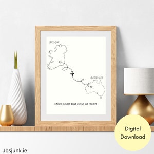 A des kilomètres l'un de l'autre mais proches au cœur | L'Irlande à Australie | Conception d'affiche | Irlandais | Gaëlge | carte d'anniversaire | Télécharger le cadeau | Décoration de la chambre | Accueil