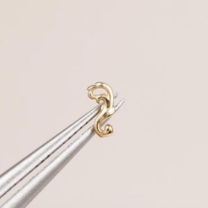 14K Solid Gold Vine Helix Stud Earring/ Minimalist Vine Cartilage Tragus Earlobe Piercing