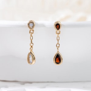 14k Solid Gold Granat Ohrstecker/Labradorit Drop Piercing/Conch Helix Knorpel Piercing/Pearl Granat Stud/Threadless Push Pin