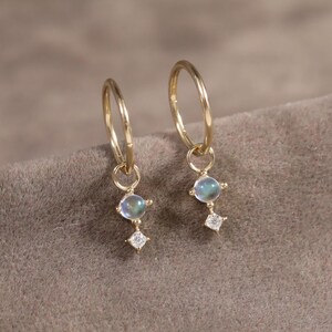 Ciondolo pendente in oro massiccio 14k con pietra di luna/ciondolo a cerchio con moissanite/ciondolo a clic con collegamento/ciondolo a cerchio con elica/ciondolo a cerchio con cartilagine