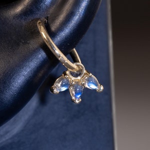 14K Solid Gold Moonstone Hoop Charm/Dangle Hoop Charm/Moonstone Hoop Clicker Charm/Cartilage Earring Charm/Dangle Moonstone Charm