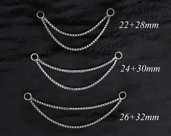 14K Solid White Gold Double Box Chain Attachment/Dangle Helix Cartilage Piercing Chain /Minimalist Nose Earlobe Chain Connector