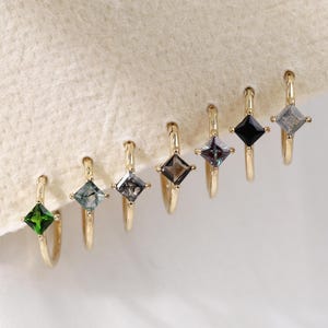 14k Solid Gold Birthstone Clicker/Moss Agate Septum Ring/Labradorite Cartilage Hoop/Smoky Quartz Nose Ring/Chrome Diopside Conch Huggie
