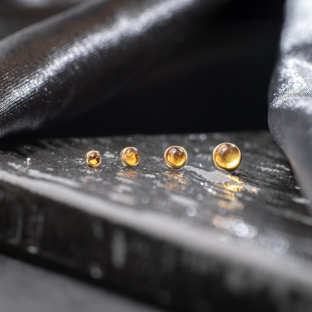 14K Solid Gold Multiple Size Citrine Cartilage Stud Earring/threadless Tragus Stud/gold Citrine Helix Stud Conch Earring/flat Back Earring - Etsy Japan