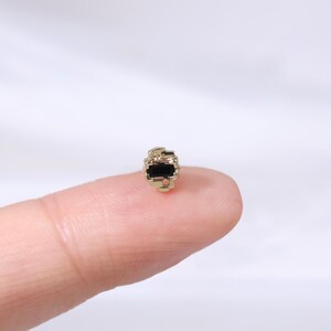 14k Solid Gold Black Onyx Stud/Gold Conch Helix Daith Tragus Piercing Stud/Black Onyx Cartilage Earring/Threadless Push Pin/Nose Stud