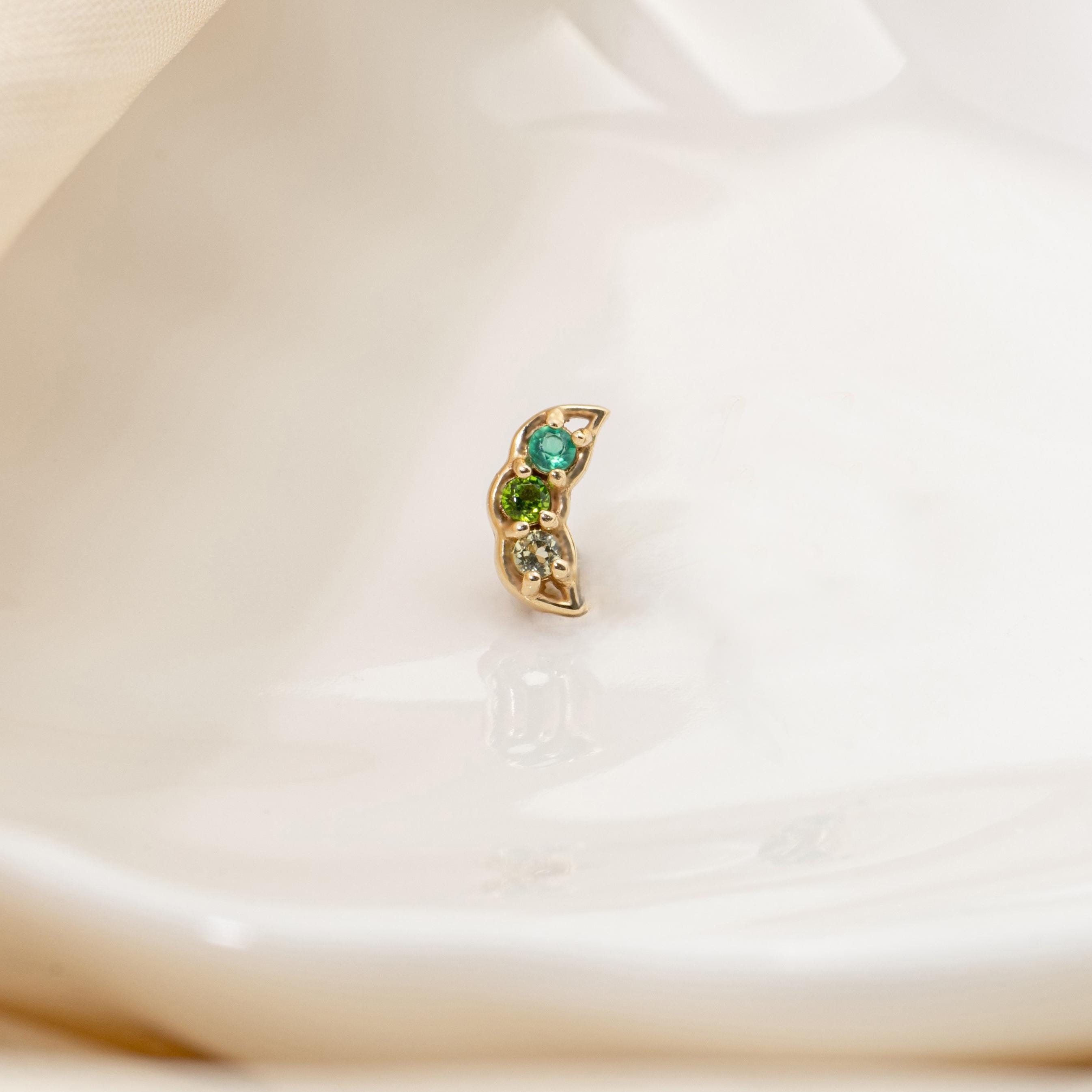 クリソプレーズリーフカットとペリドットピアスチャーム クリソプレーズリーフカットとペリドットピアスチャーム 14KGF天然石