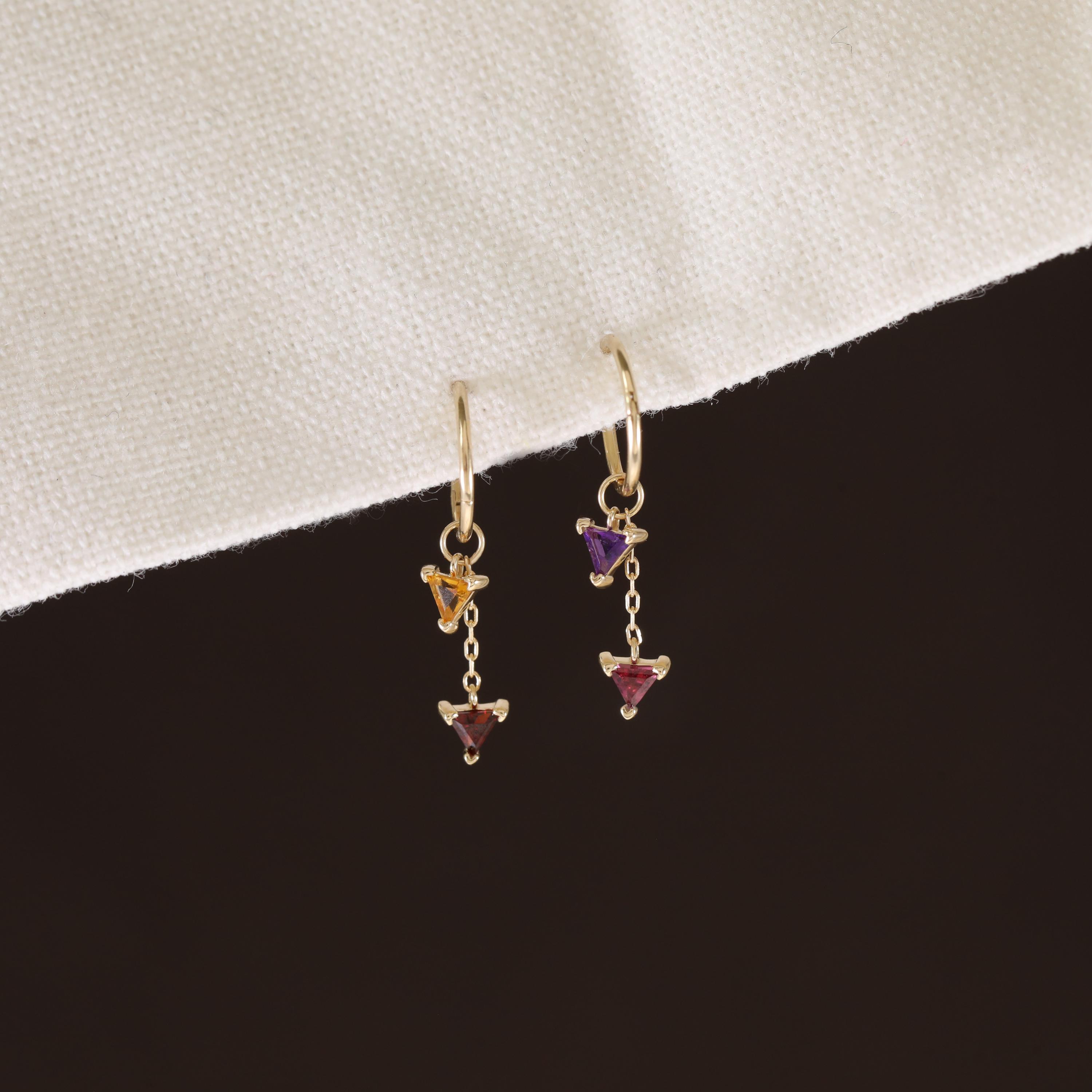 14Kソリッドゴールドアメジストダングルチャーム/ロードライト
