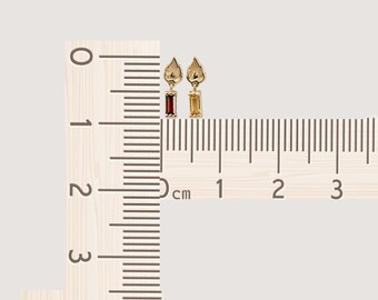 Orecchini A Perno Oro Giallo 14kt Con Pietra Naturale Citrino/Topazio/Ametista/Granato – 12x10 Mm