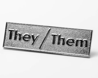 Magnetic Pronoun Badge - They/Them - Non-Damaging Formal Accessory for Non-Binary and Trans Pride Gift, Wedding, or Business Pronoun Pin