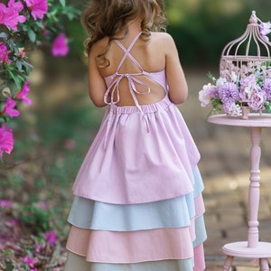 Toddler Spring Dresses | Girls Pastel Rainbow Tiered Hi-Lo Dress