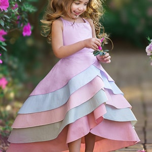 Toddler Spring Dresses | Girls Pastel Rainbow Tiered Hi-Lo Dress