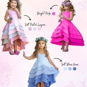 Toddler Spring Dresses | Girls Pastel Rainbow Tiered Hi-Lo Dress