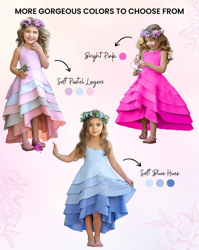 Toddler Spring Dresses | Girls Pastel Rainbow Tiered Hi-Lo Dress