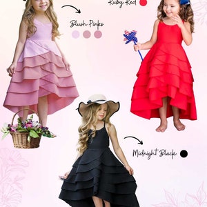 Toddler Spring Dresses | Girls Pastel Rainbow Tiered Hi-Lo Dress