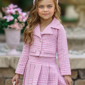 Little Treasure Tweed Matching Blazer And Pleated Skirt Set