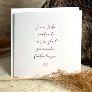 Ewige Liebe, zarte Trostkarte mit Herz, Beileidskarten, Trauerkarte mit Spruch, Kondolenzkarte, Anteilnahme, Zitat-Karte, tröstende Karte