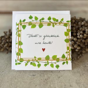 Bleibt glücklich, Hochzeitskarte mit Spruch, Traukarte, Glückwunschkarte, Glückwünsche zur Trauung, Karte zur Eheschließung, Vermählung