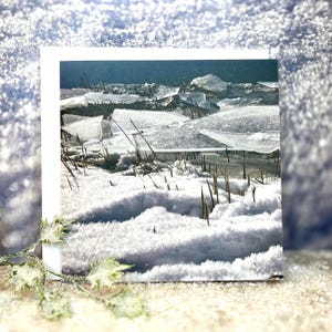 Kristallklare Ufer, Winterkarte, kalte Jahreszeit, Eiszeit, Eis, erstarrt, Trauerkarte, Beileidsbekundung, Grußkarte, Trostkarte, Abschied
