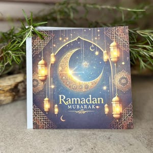 Licht des Ramadan, elegante Ramadan-Karte, Dua Karte, islamische Glückwunschkarte, Eid Mubarak, Segensgruß zum Fastenmonat, Geschenk Ramadan