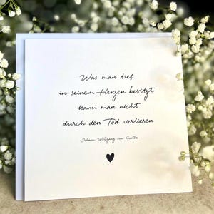Tief im Herzen, Goethe, Beileidskarten, Trauerkarte mit Zitat, Kondolenzkarte, tröstende Karte, Anteilnahme, Mitgefühl, Karte mit Herz