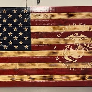 Wood Flag, American Flag, Marine Corps, Rustic Flag, Wall Decor, Patriotic Decor