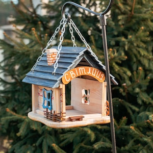 Outdoor bird feeder - wood bird feeders handmade in UA - comes with bird feeder hanging hardware