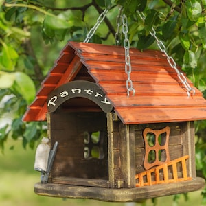 Bird feeder, Wooden feeder, Hanging feeder, Garden decor, Ukrainian style, Fairy style, Multi feeder, Bird watching, Seed feeder